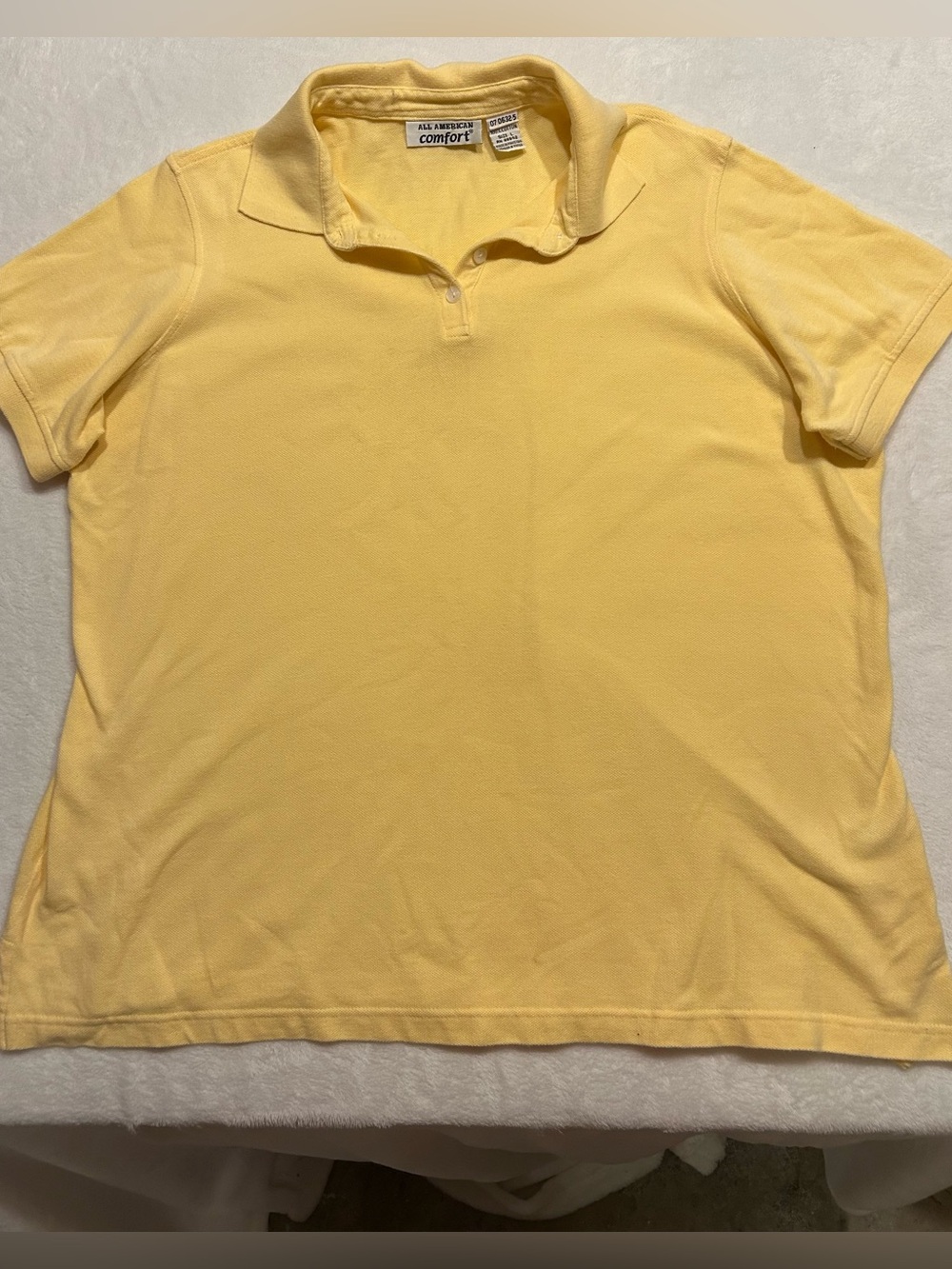 All American Comfort 100% cotton Polo Shirt L Regular Yellow Knit Short Sleeve